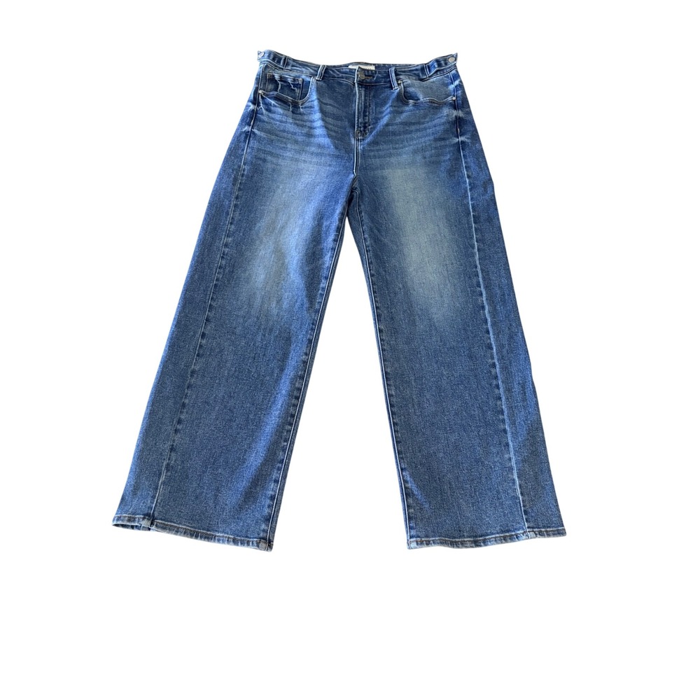 Risen Jeans Womens 15/32 Medium Wash High Rise Wide Leg Denim Blue Pants